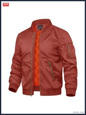 Men's Quilted Bomber Jacket Full Zip Windbreaker Warm Padded Coat
